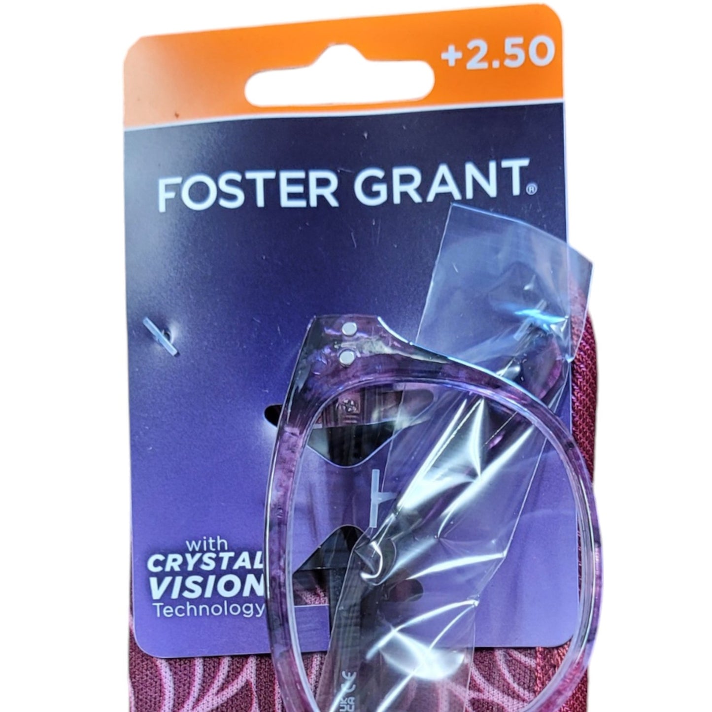 Foster Grant Crystal Vision Clear Pink Ombre Reading Glasses with Case, +2.50