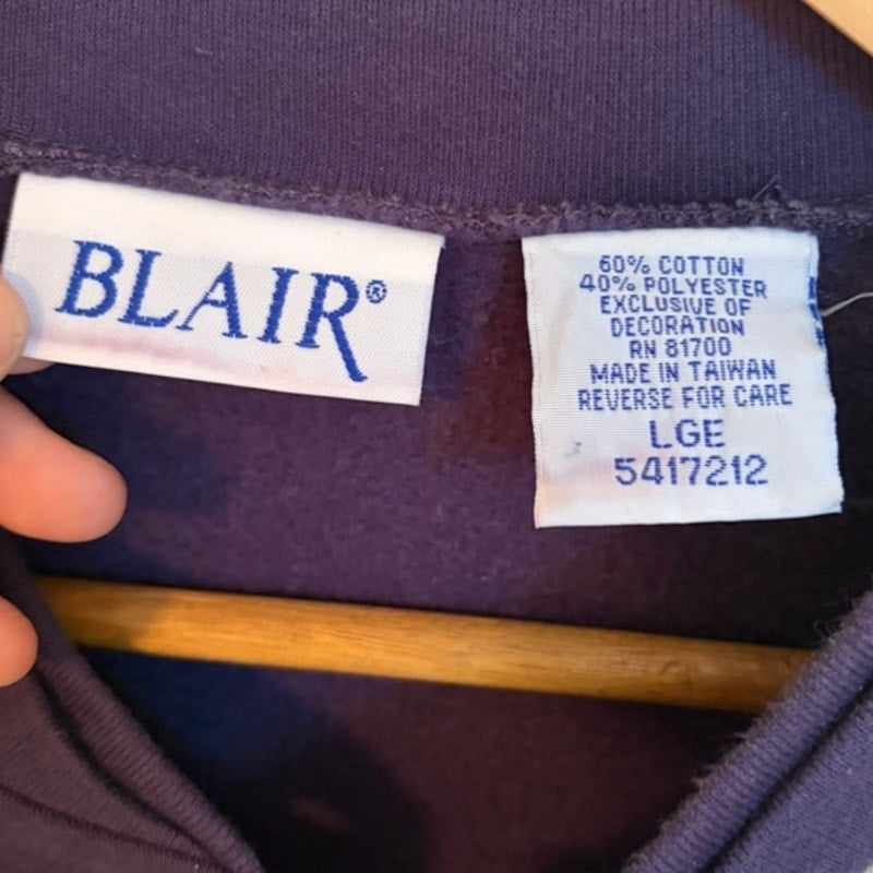 Blair Women's Navy Patchwork Floral Embroidered Sweat Set - Size L