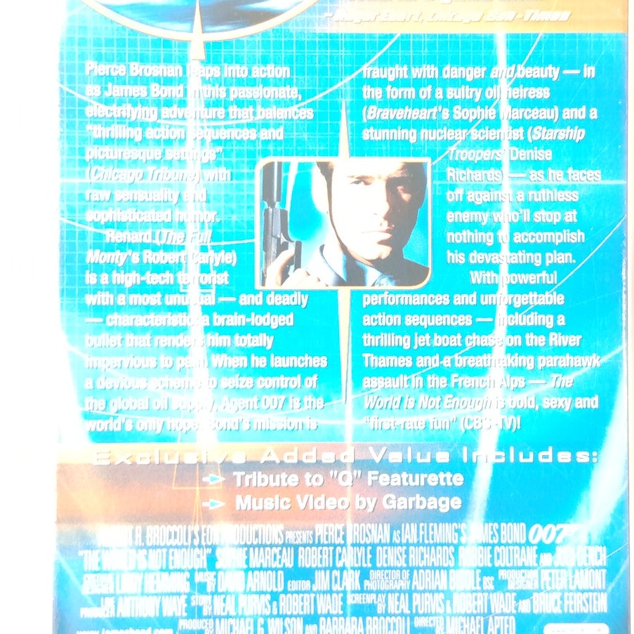 The World Is Not Enough VHS 1999 Pierce Brosnan James Bond Action