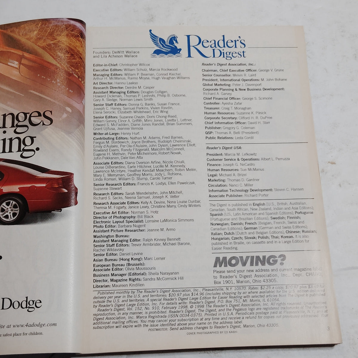 Reader's Digest February 1998 Vol. 152 No. 910 A Champion's Vow Magazine