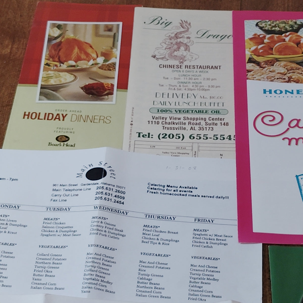 Vintage Restaurant & Catering Menus Ephemera - Alabama Collectibles Lot
