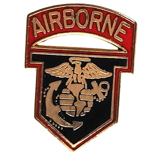 USMC Airborne Hat Lapel Pin, Full Color, 1" × 3/4"