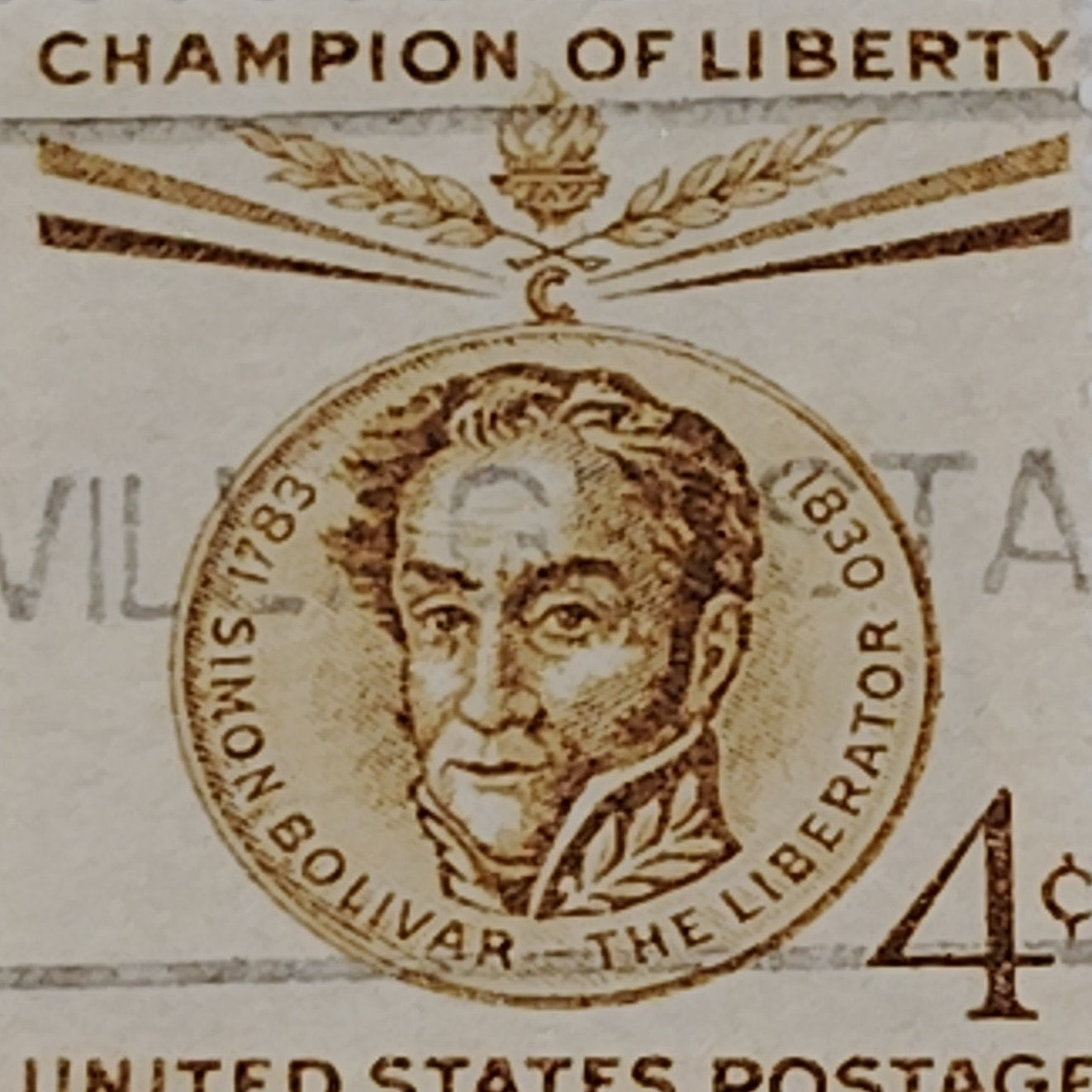 1958 Scott #1110 – 4¢ Simón Bolívar / Champion of Liberty – Canceled
