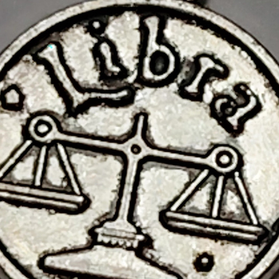Libra Zodiac Charm Engraved Scale Symbol 5/8" Silver‑Tone Pendant