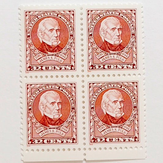 Block of 4 – 1995 USA 32¢ James K. Polk MNH Scott 2587 Plate Block