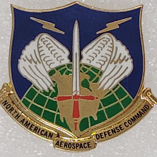 NORAD Command Shield Novelty Hat/Lapel/Brooch Pin, Enamel Metal Butterfly Clutch