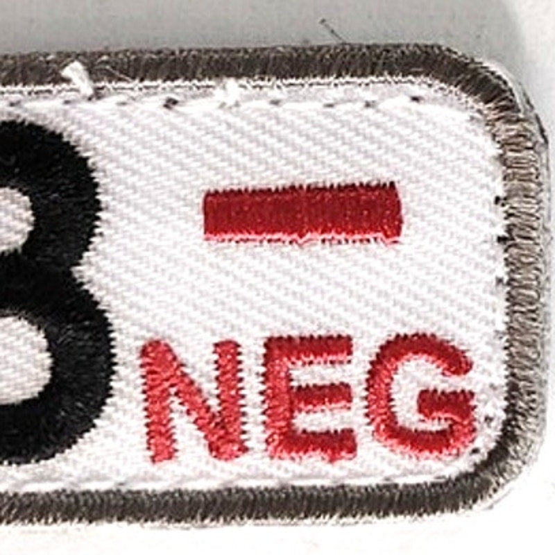 AB‑ NEG Blood Type Tactical Patch Subdued Blk/Red on White 2‑1/8" × 1" Hook Back