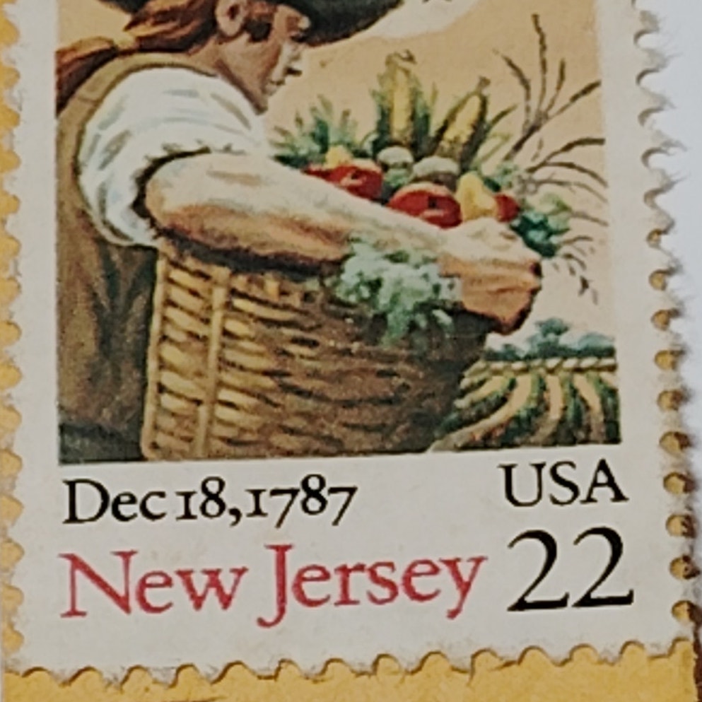 1987 US 22 Cent New Jersey Statehood Stamp - Bicentenary Series, Unused