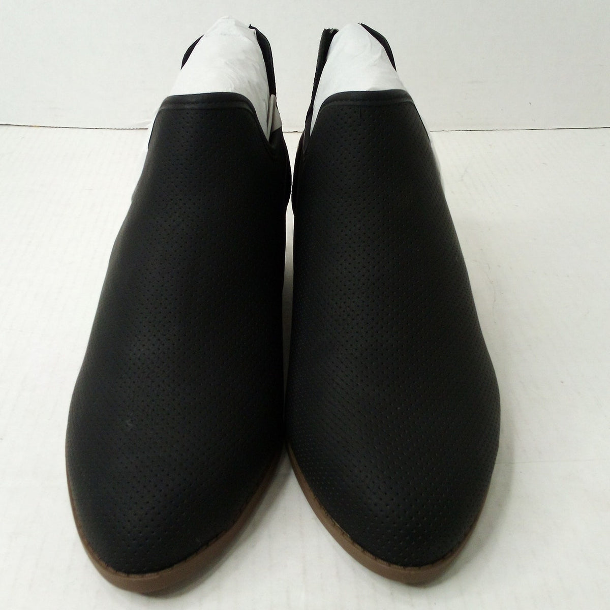 Lane Bryant 10W Black Perforated Ankle Boots Stacked Block Heel New with Box