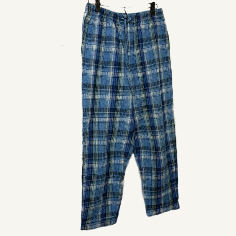 Venezia Woman Blue Plaid Cotton Elastic Waist Pants - Size 14W