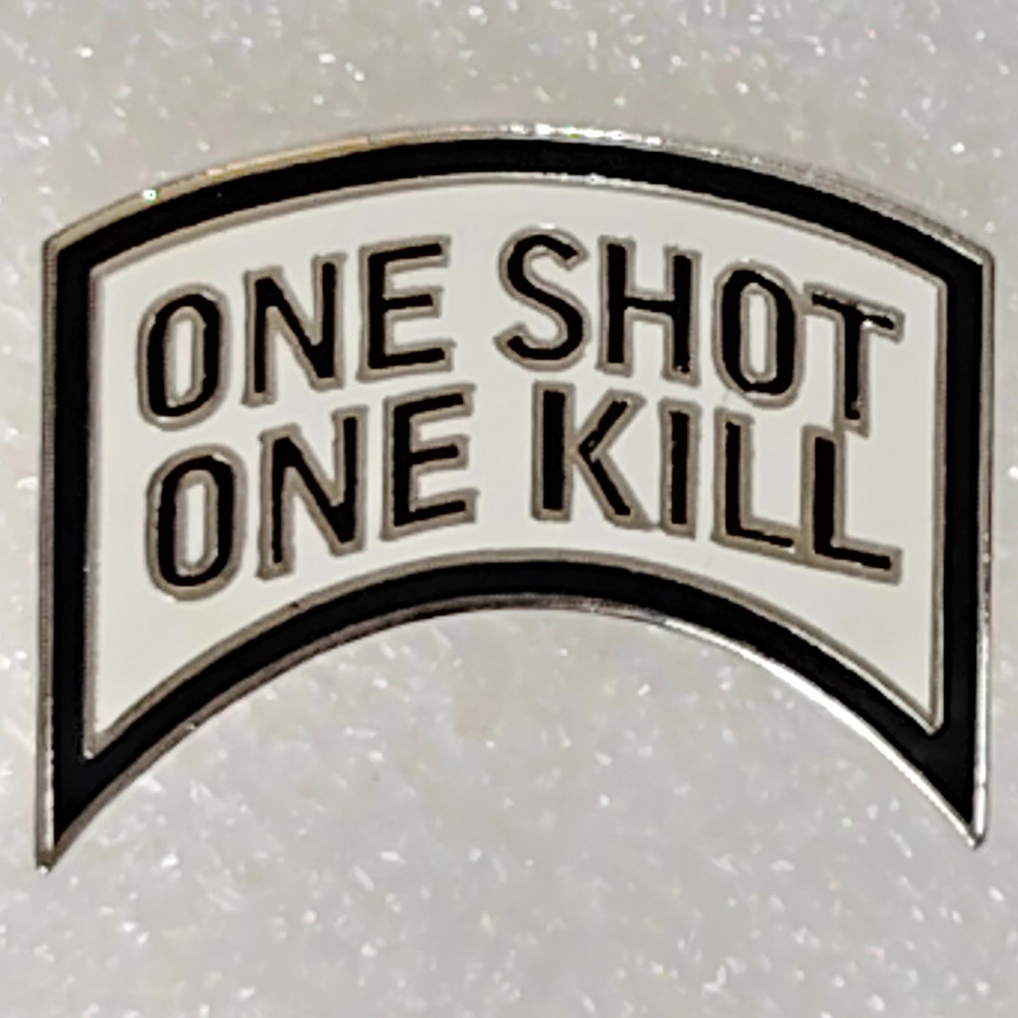 “One Shot One Kill” Motto Novelty Hat/Lapel/Brooch Pin, Enamel Metal