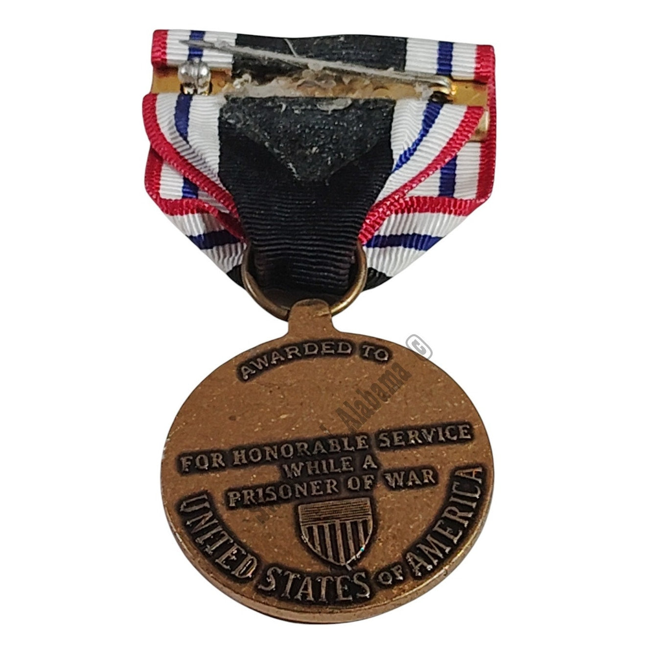 P.O.W. Service Medal w/ Pinback, 1-1/4"D Medal x 2-3/4"H Overall