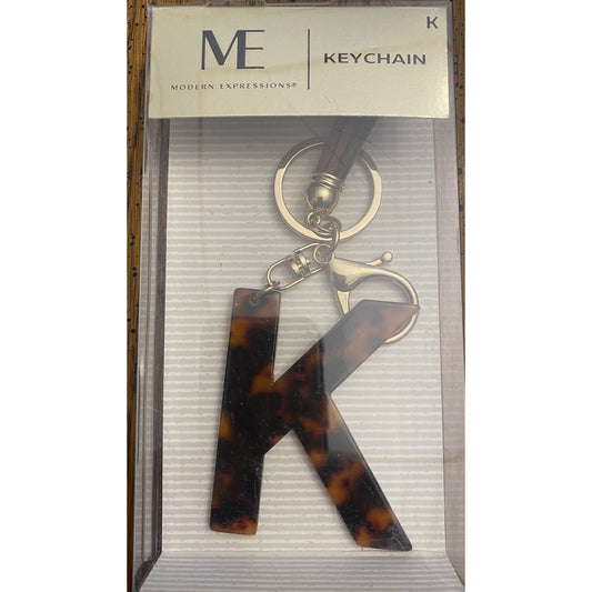 Modern Expressions Keychain – Letter “K” Brown Marble Tassel Fob