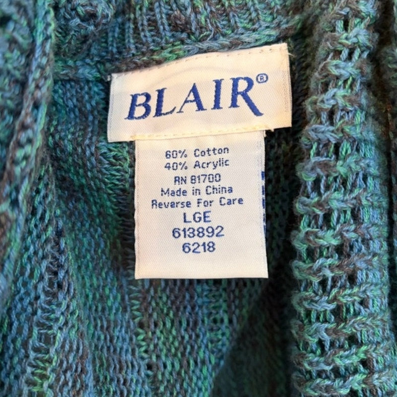 Blair Women's Teal Tank Top & Open Knit Cardigan 2-Piece Set Large