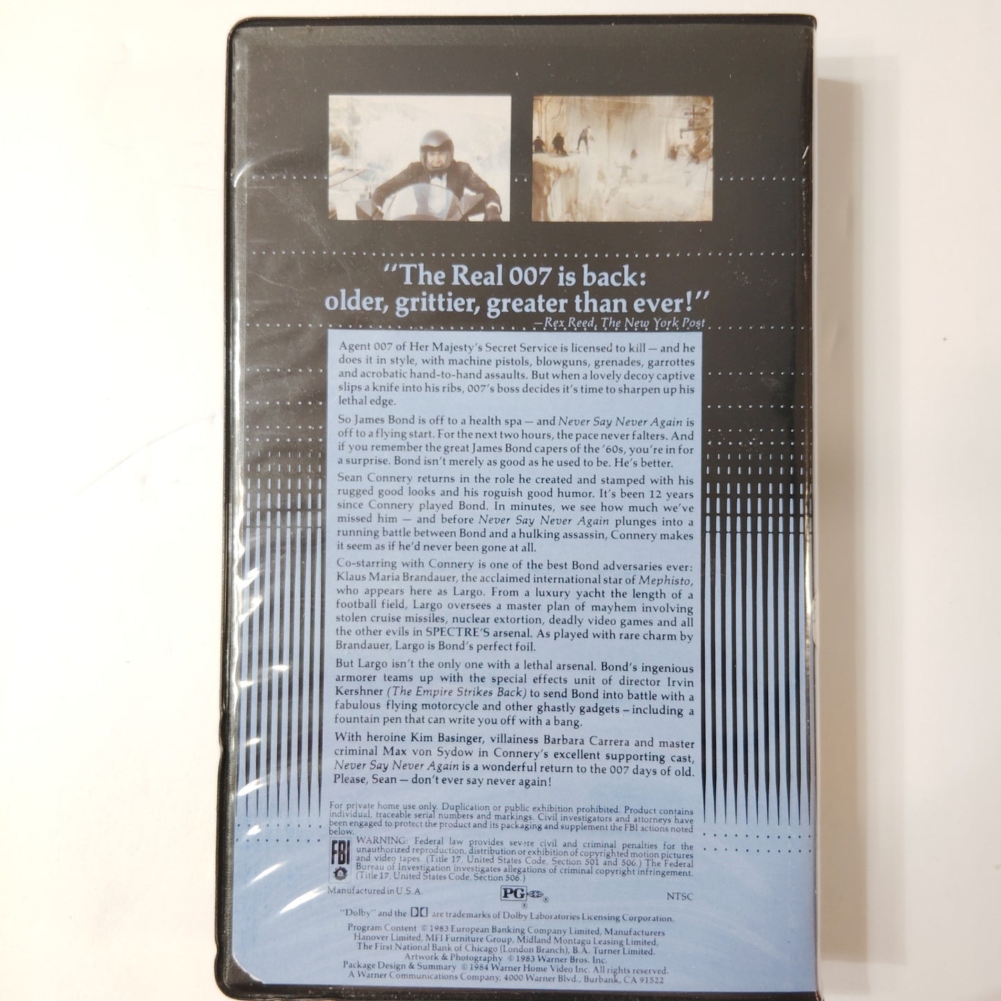 Never Say Never Again VHS 1984 Sean Connery James Bond Action