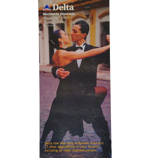Delta Air Lines System Timetable, April 1, 2001, 136 Pgs., Buenos Aires Cover