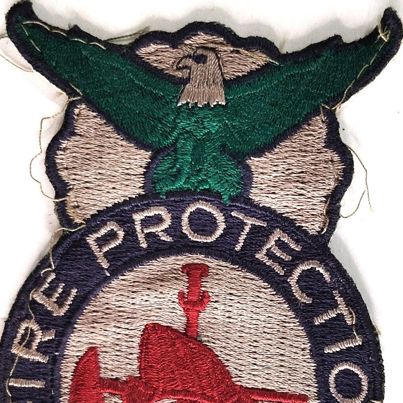 Vintage USAF Fire Protection Embroidered Patch ABU Shield 3‑7/8" × 2‑3/8" Sew‑On