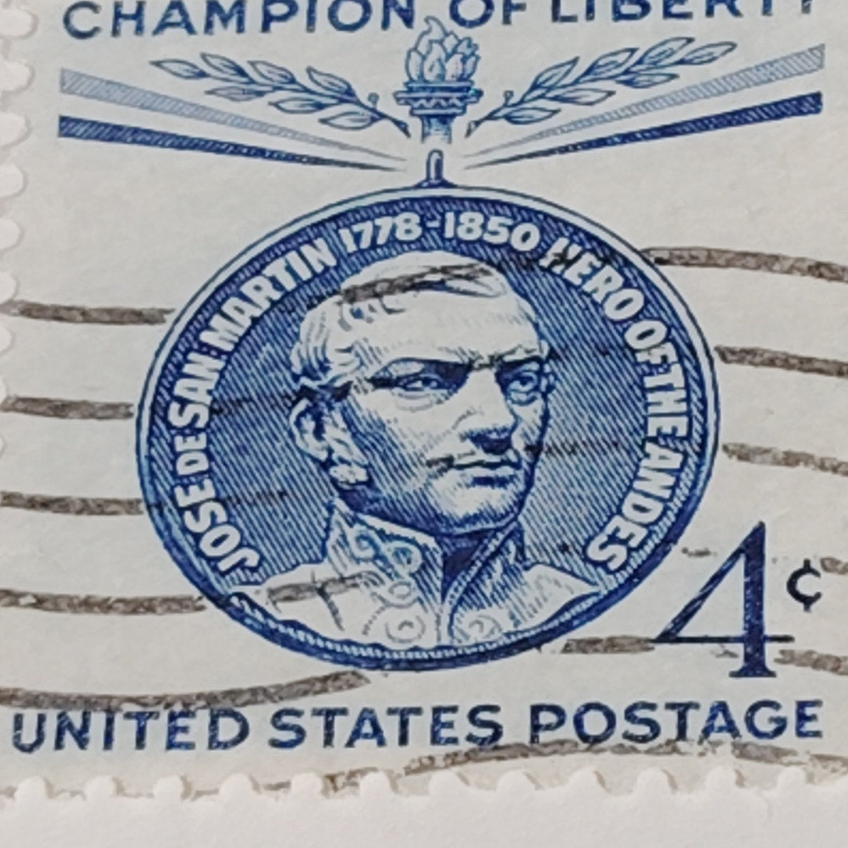 1959 Scott #1125 – 4¢ José de San Martín / Champion of Liberty – Canceled