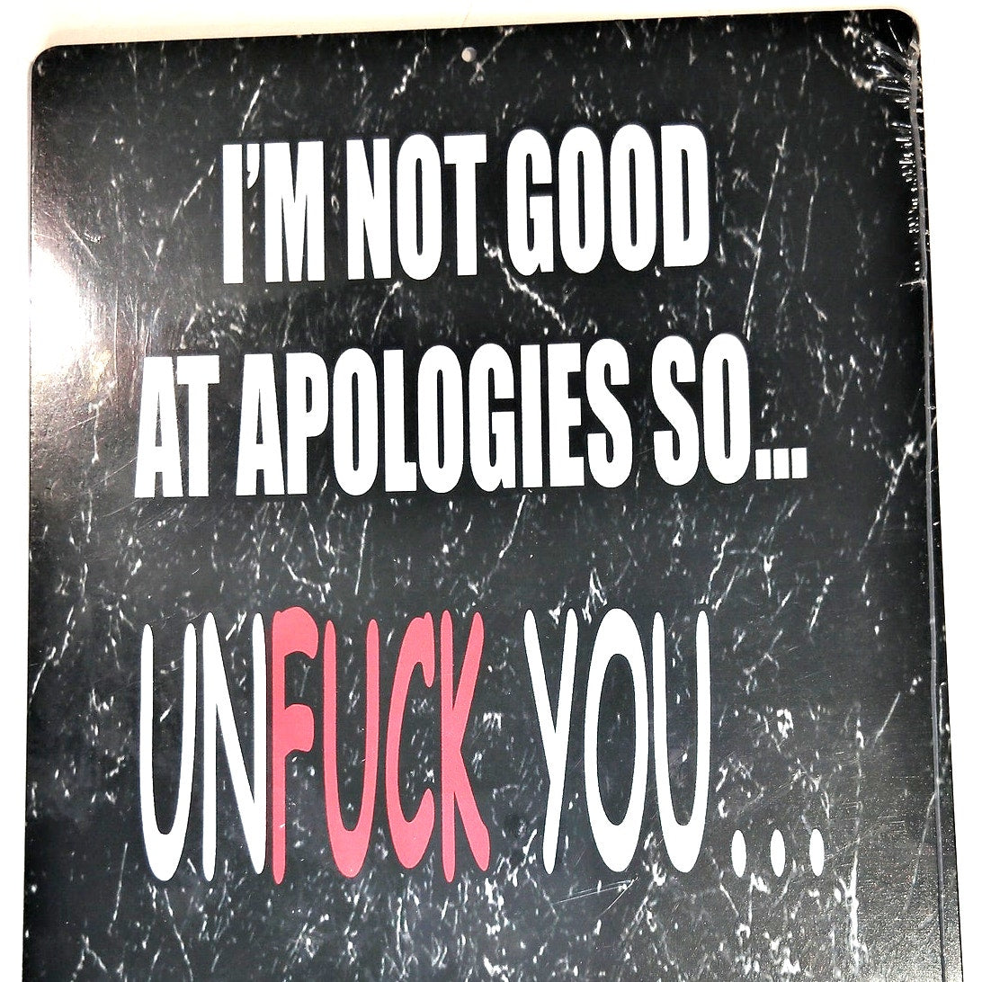 Funny Profanity Tin Sign 12×8 Sarcastic Quote Black Marble Metal Wall Decor