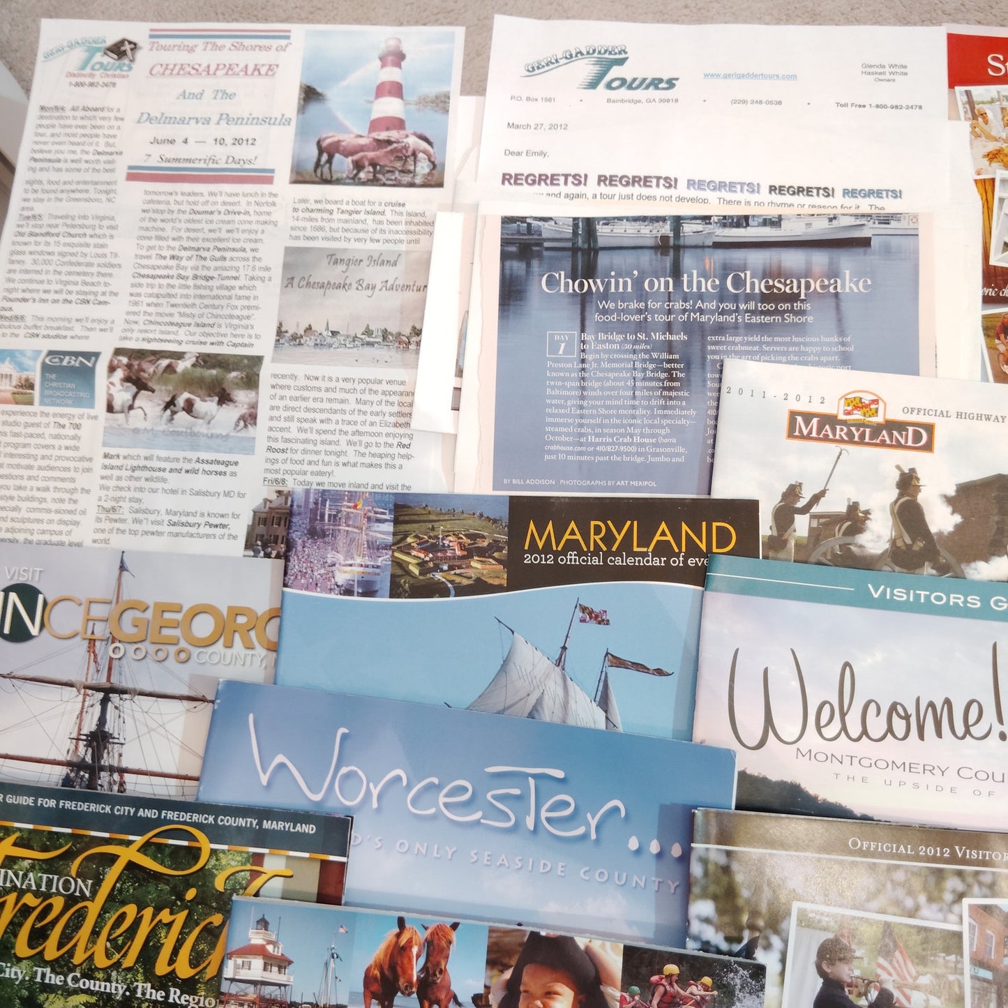 Chesapeake Bay Maryland Travel Guides & Maps Lot - 2012 Ephemera Collection