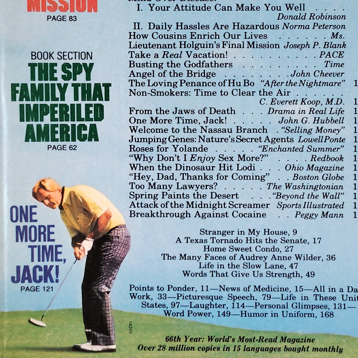 Readers Digest April 1987 Magazine VTG Back Issue Jordan's Spring, Jack Nicklaus