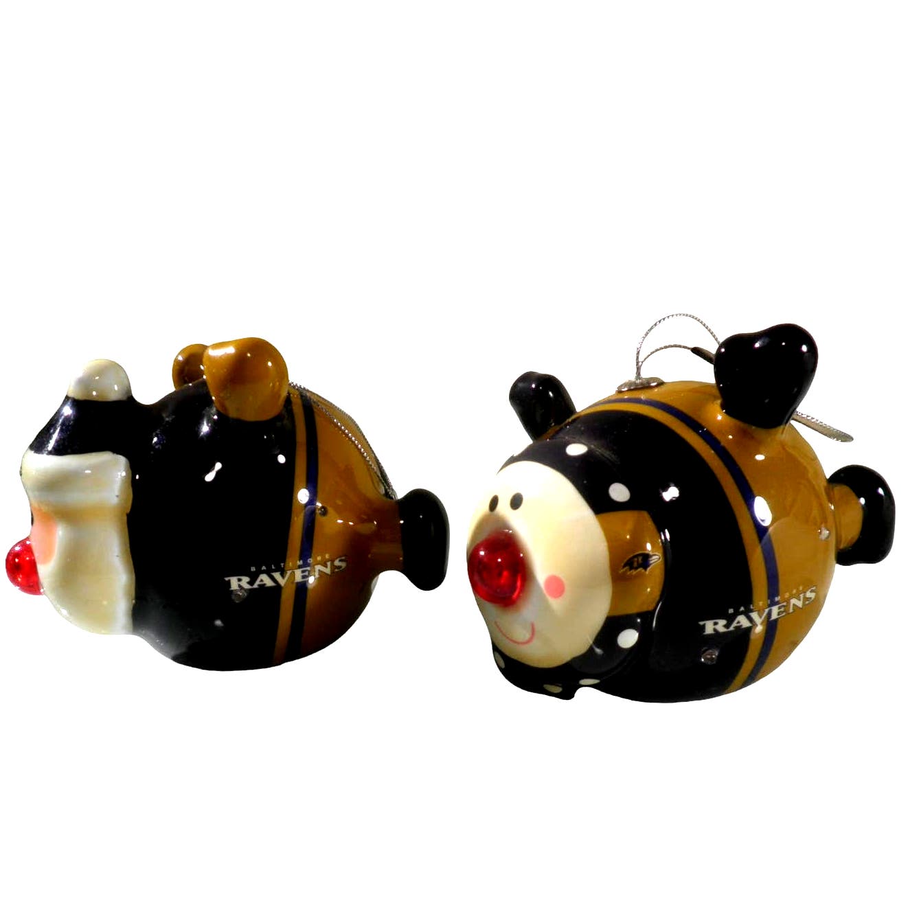 Baltimore Ravens NFL Licensed LED Santa and Snowman Christmas Ornaments