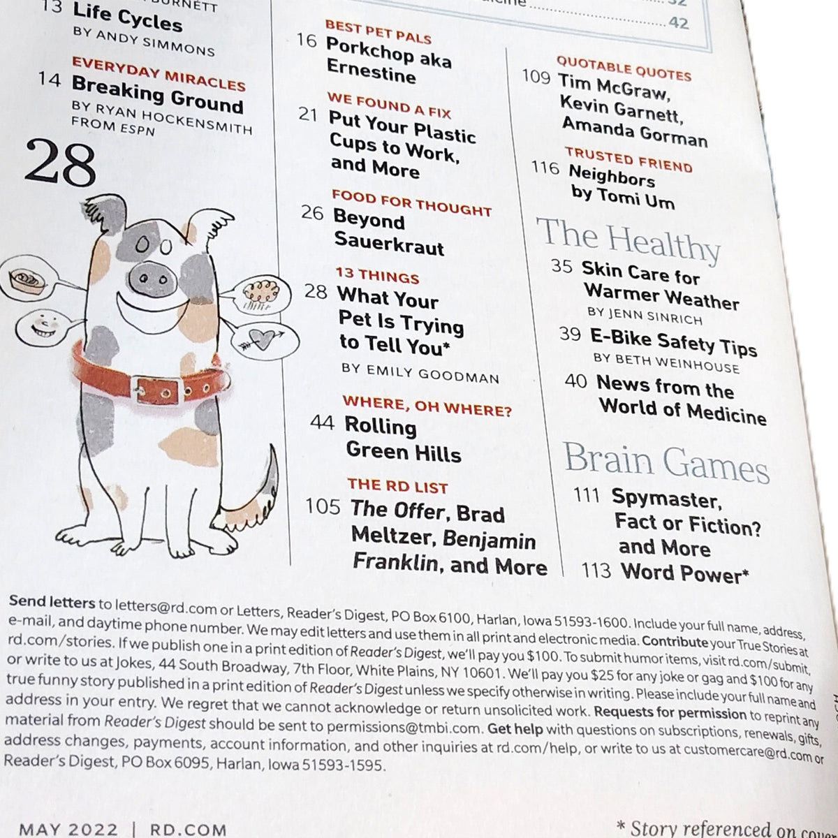 Reader's Digest May 2022 - Good Neighbors Spring Cleaning Magazine Back Issue