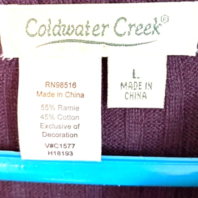Coldwater Creek Purple Velvet & Ribbed Knit 2-Piece Sweater Pants Set Size L