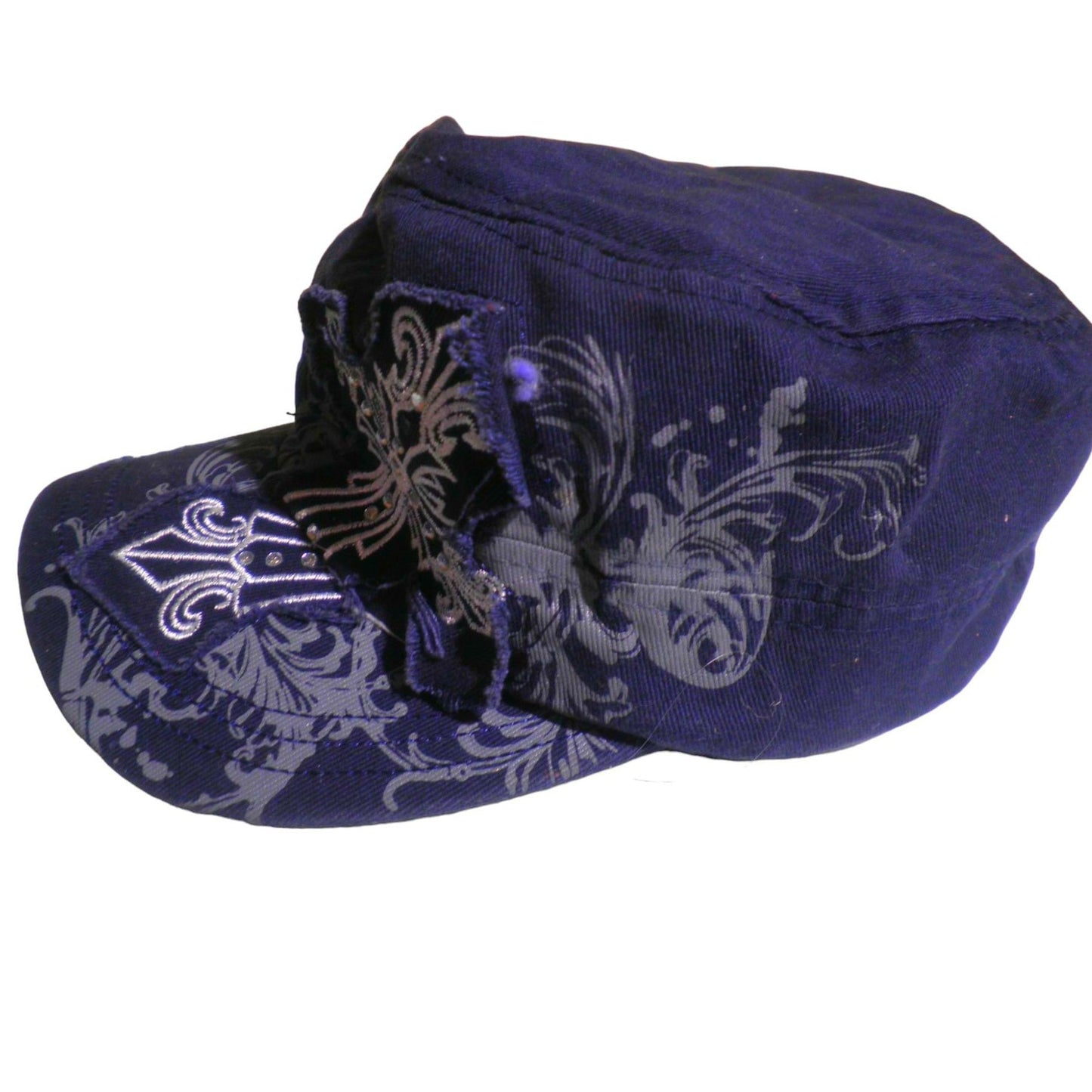 3 Cross Motif Painter Distressed Hats / Caps, Blue, Gray, Tan, Adjustable Buckle