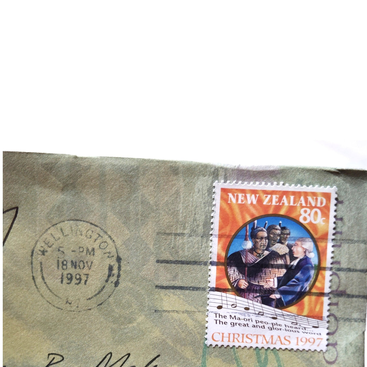 1997 New Zealand Christmas 80c Stamp Cover - Wellington to Hawaii Mail