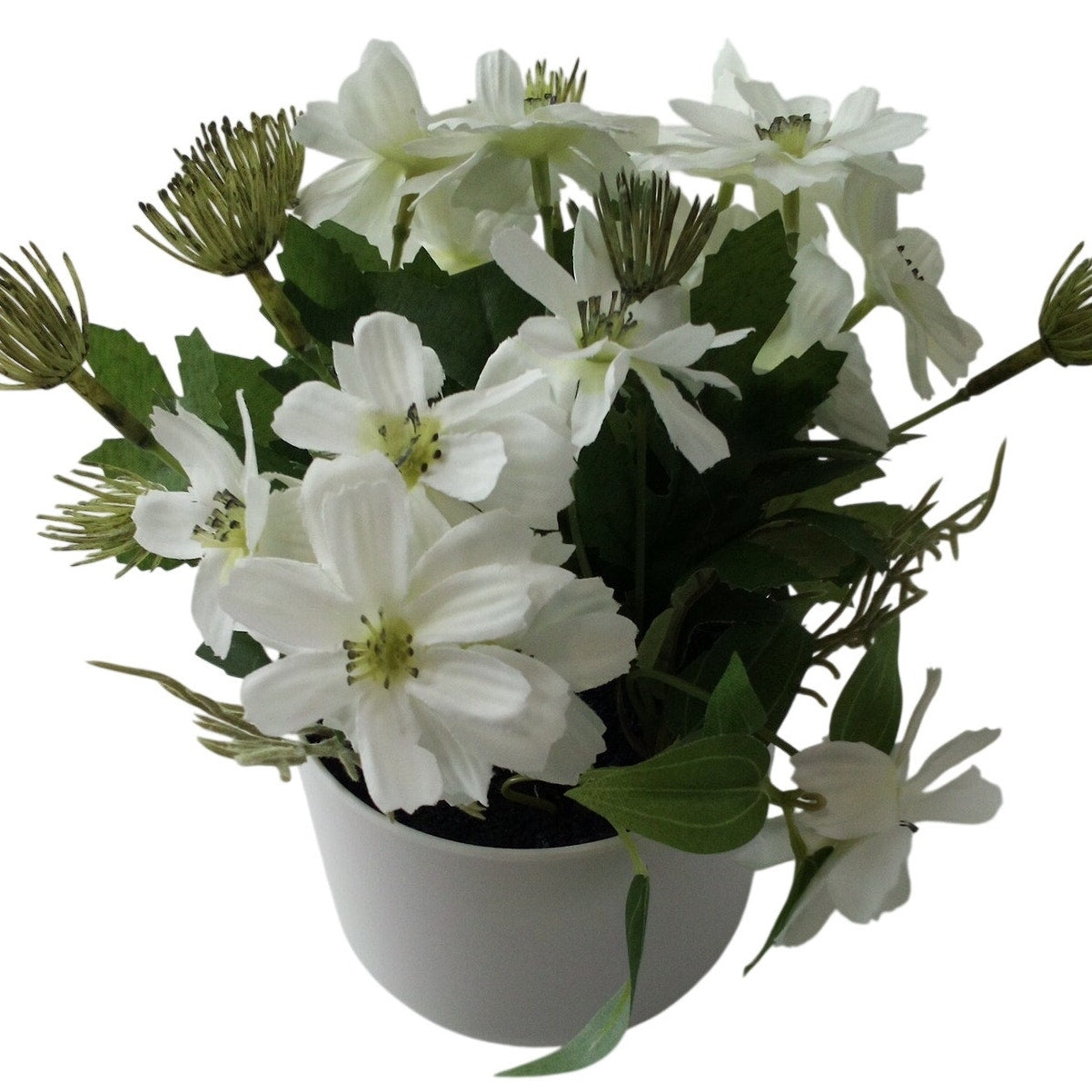 White Floral Artificial Arrangement – Room Essentials – 8" × 4" Decorative Accent