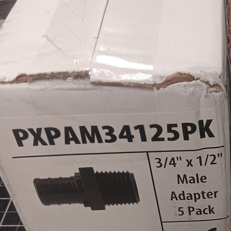 5-PK Apollo PEX Pipe Adapter 3/4"x1/2", Barb x MPT, Poly Alloy, 200 PSI Slip-Fit
