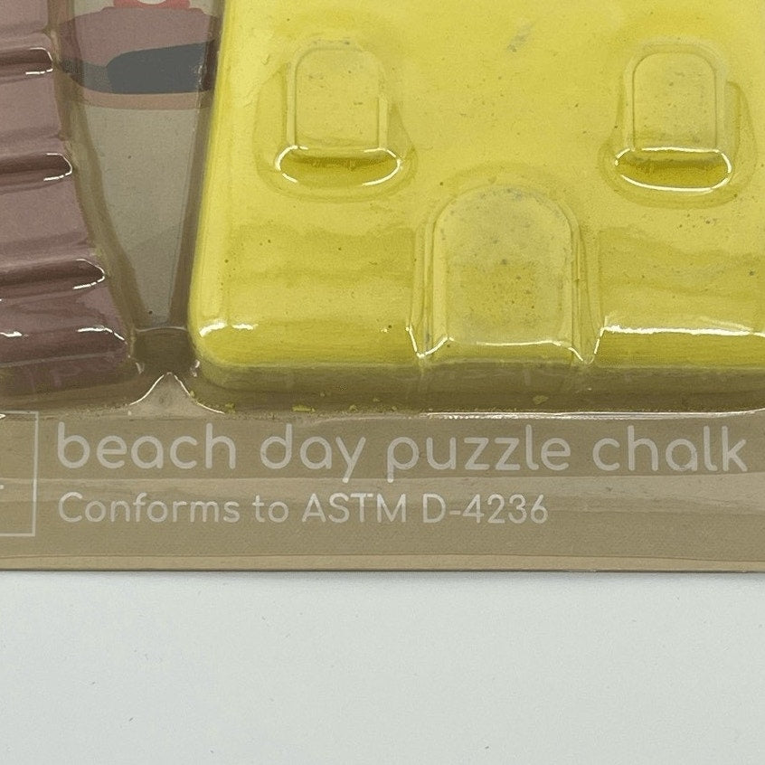 Kids Beach Day 7-Piece Puzzle Chalk Set – Palm Tree, Sun, Cloud & Sandcastle