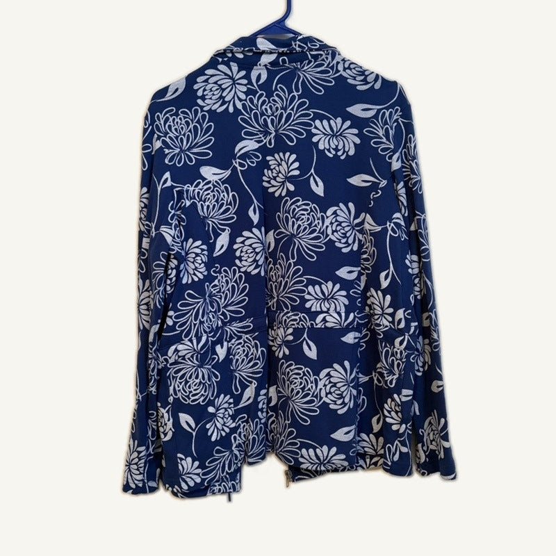 Blair Women's L Navy & White Floral 3-Piece Set - Jacket, Top & Pants