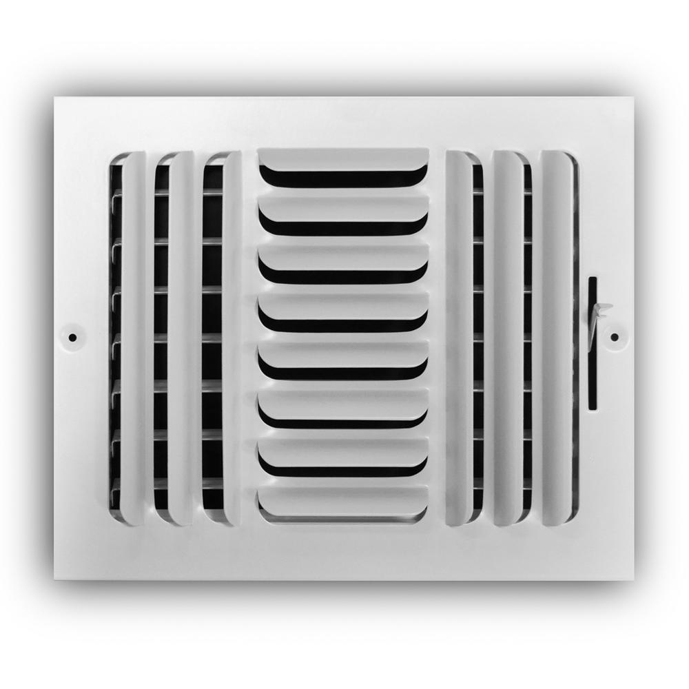 10 in. x 8 in. 3-Way Steel Fixed Curved Blade Wall/Ceiling Register in White