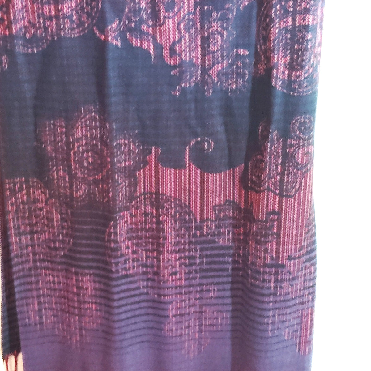 Appleseed's Women's Multicolor Paisley Jacquard Fringe Scarf 64x13.5 Burgundy