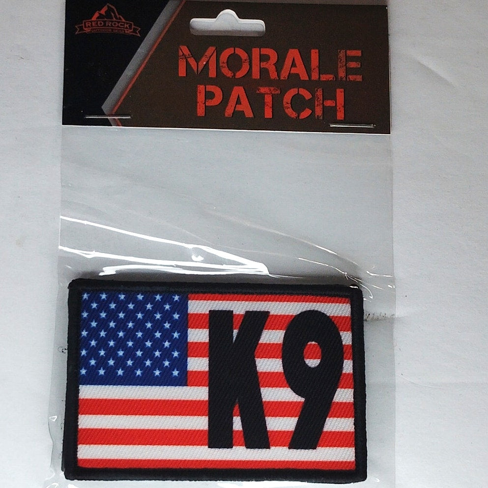 K9 USA Morale Patch Red Rock Outdoor Gear Hook Back Printed 3" × 2"