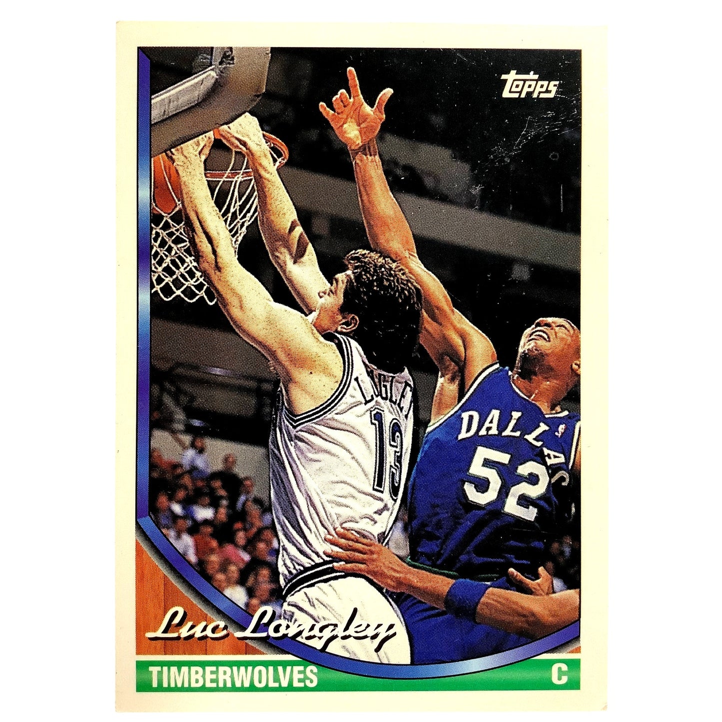 Luc Langley, Minnesota Timberwolves, 1993 Topps Collector's Card 290, EXC