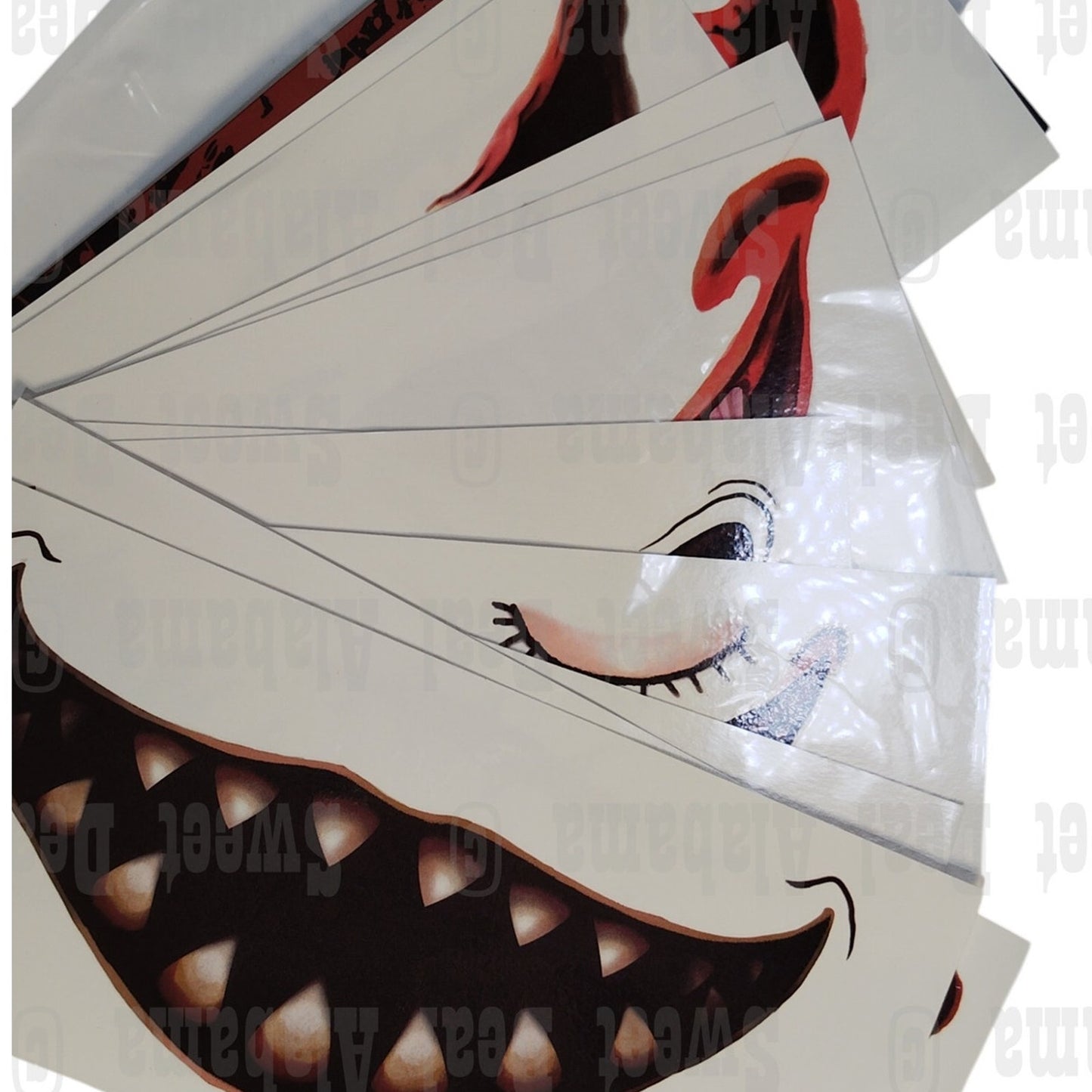 Realistic Big Mouth Tattoos, 12 Sheets, Waterproof, Punk Style