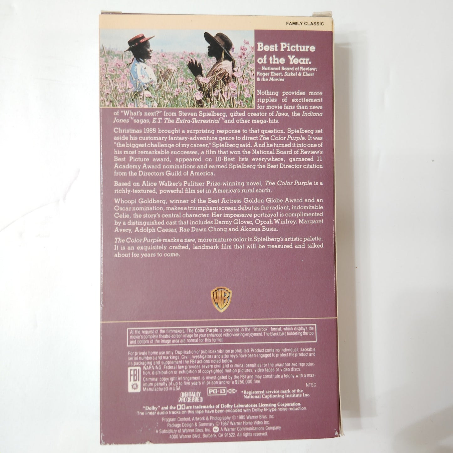 The Color Purple VHS 1987 Danny Glover Whoopi Goldberg Drama
