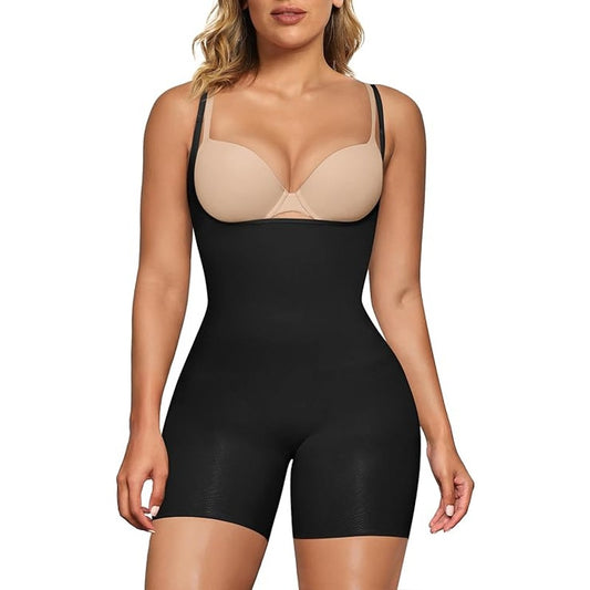 SHAPERX Sculpting, Tummy Control Open Bust Thigh Slimmer Seamless Body Shaper, S