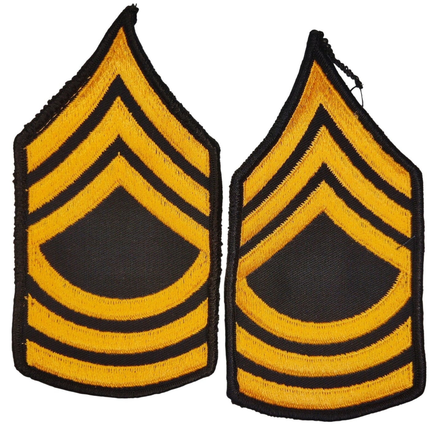 US Army Master Sergeant MSG E‑8 Gold on Black Rank Chevrons 3" × 5‑7/8" Pair