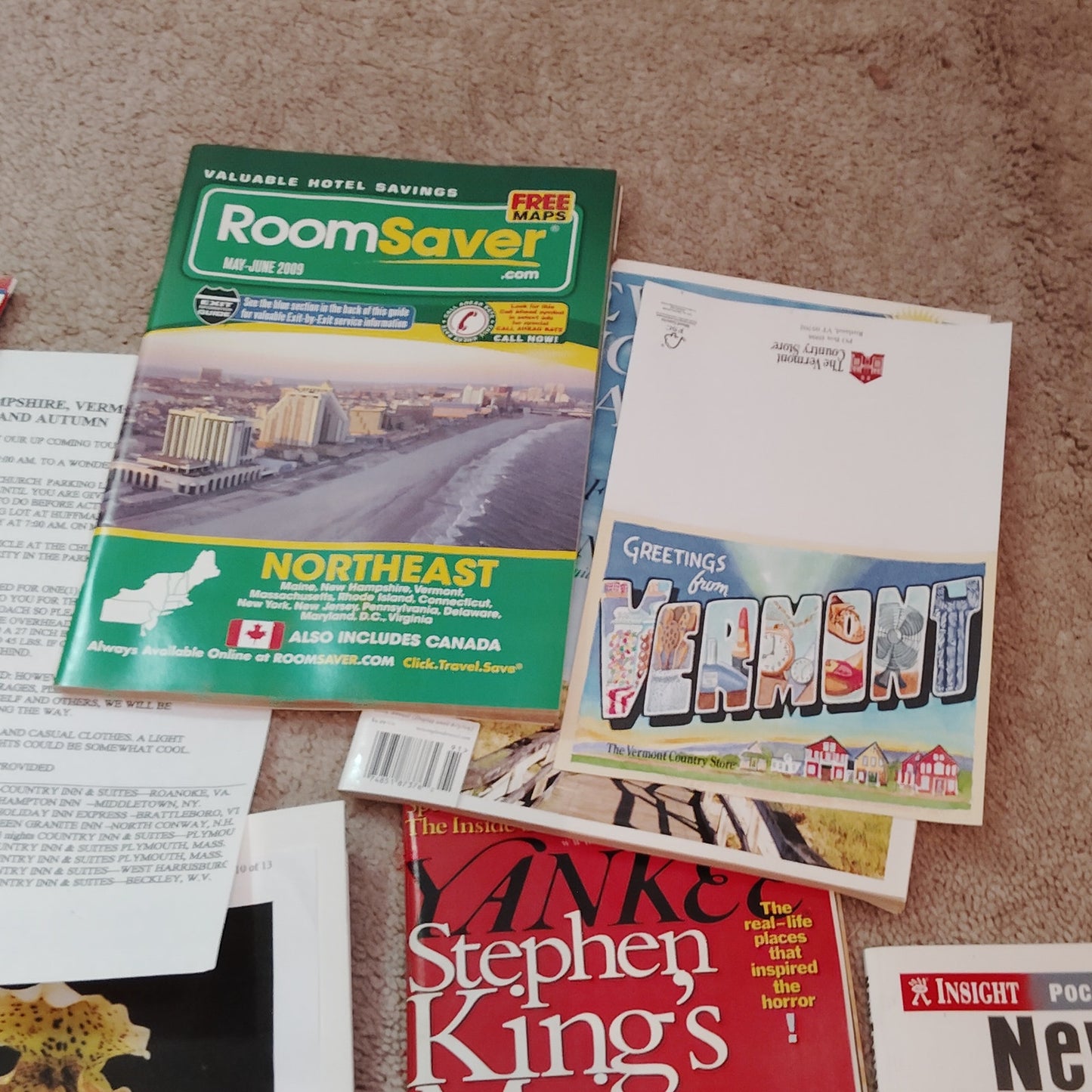 Vintage New England Travel Ephemera Lot 2009 2010 Stephen King Coupons Maps 3 Lb