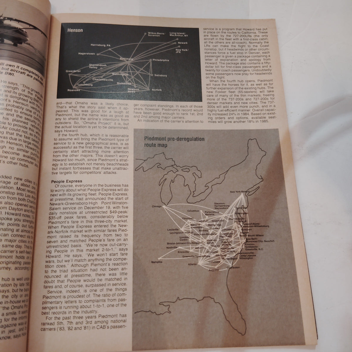 Air Transport World Magazine January 1985 ATW Awards Piedmont Airlines