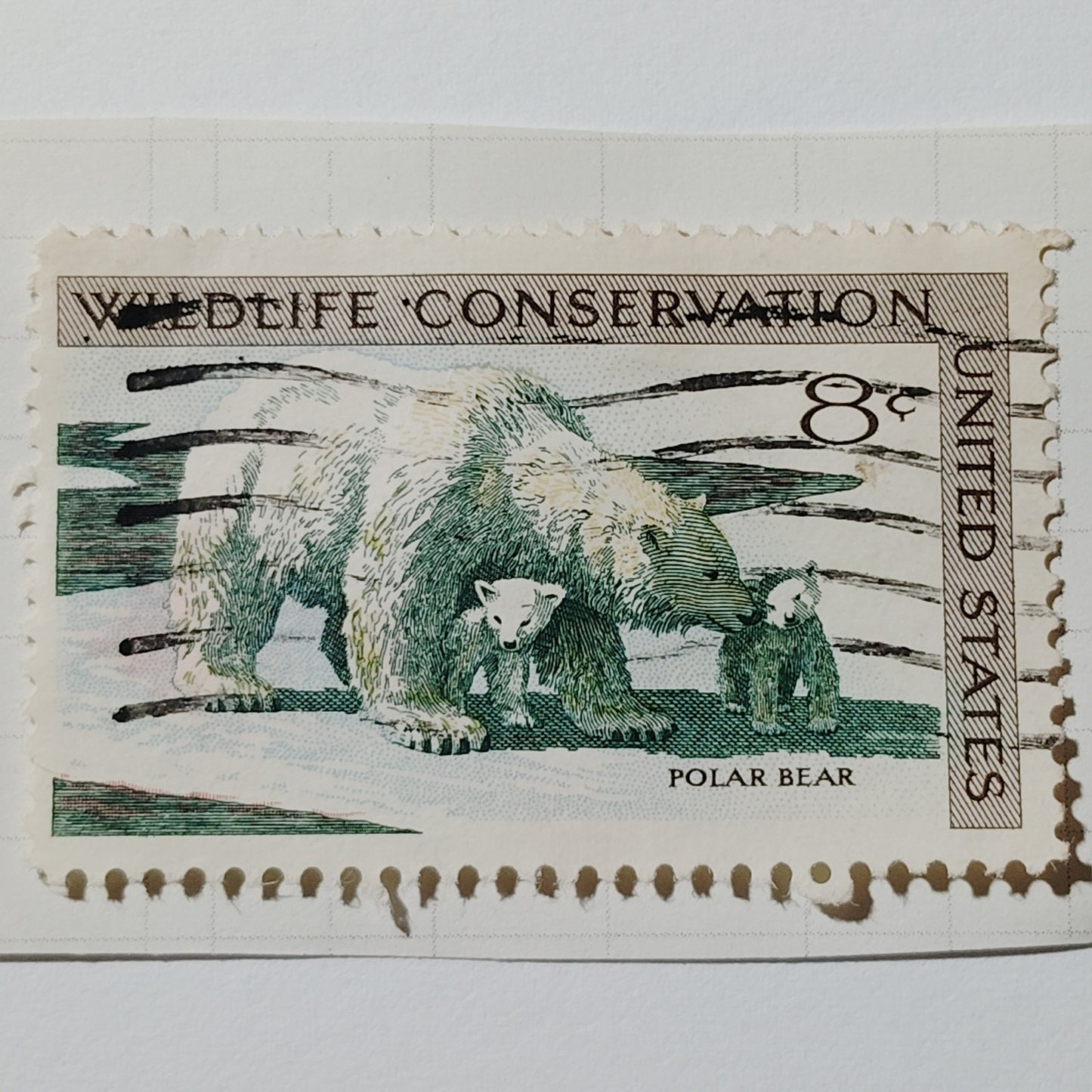 1971 US Postage Stamp #1429 Wildlife Conservation Polar Bear Cubs 8c Used