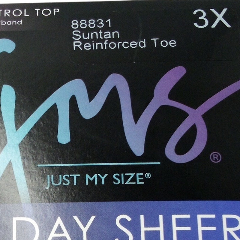 JMS Just My Size Day Sheer Non-Control Top Pantyhose 2-Pair Suntan 3X