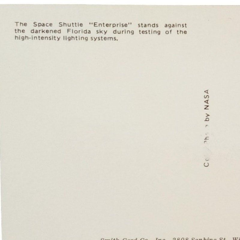 Space Shuttle Enterprise at Kennedy Space Center, 3-1/2 x 5-3/8 Vintage Postcard