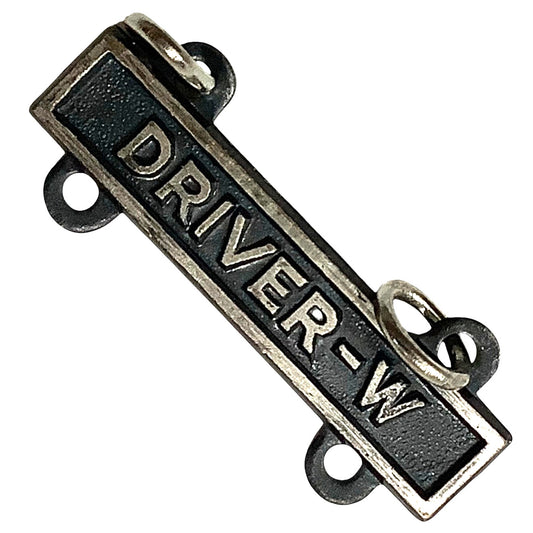 Military Qualification Bar, Driver-W, 1/2"H x 1"W, Silver w/ Black Background