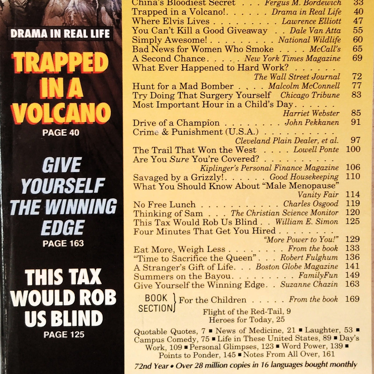 Reader's Digest August 1993 Magazine, Where Elvis Lives, Trapped in a Volcano