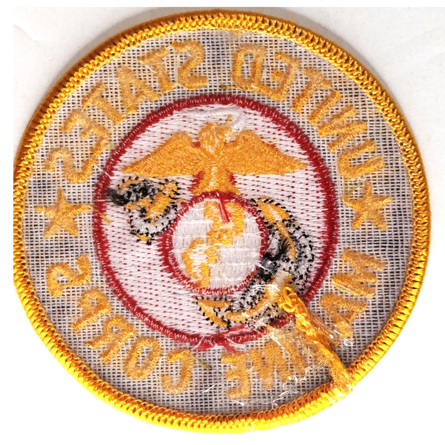 USMC Eagle Globe Anchor Patch Embroidered Red Gold 3" Round